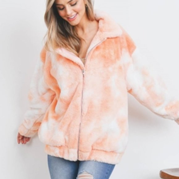 BOHO DOLLZ Teddy Sherpa Jacket peach - Picture 2 of 7